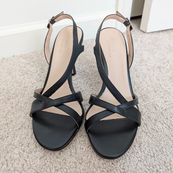 NWOB Naturalizer 27 Edit Vanity - Black - Leather Strappy Slingback Sandal Heels - Picture 1 of 15
